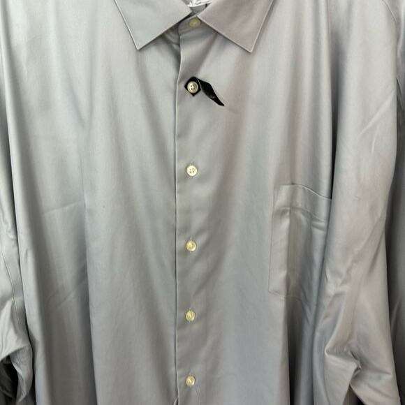 Pronto Uomo Dress Shirt Mens 22 34/35 Non Iron Button Up Solid Gray Career Work - Picture 5 of 8